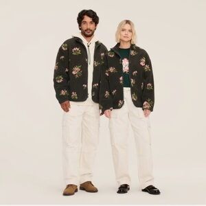 Adult Floral Zip-Up Fleece Jacket - Woolrich Olive Green